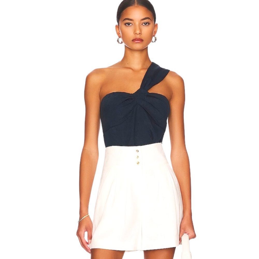 Veronica Beard Black One-Shoulder Blouse